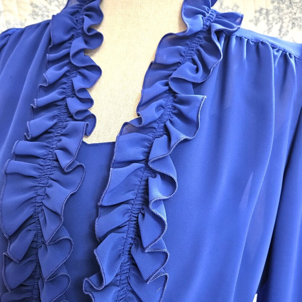 Size S - M Vintage 1970s Silhouettes Dress And Ruffled Jacket - Picture 6 of 13
